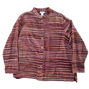 90s granola indie earth tones striped textured jacket plus size